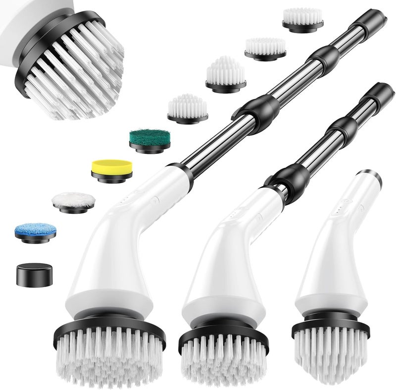 Sumno Electric Spin Scrubber, Cordless Power Electric Cleaning Brush Waterproof with Adjustable Extension Handle for Bathroom Kitchen Floor Grout Tile - Image 1